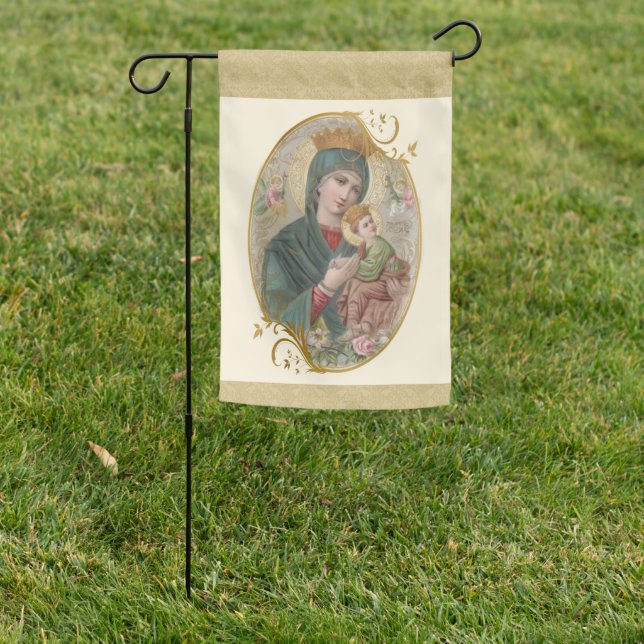 MOTHER OF PERPETUAL HELP JESUS  CATHOLIC RELIGIOUS GARDEN FLAG (In SItu)