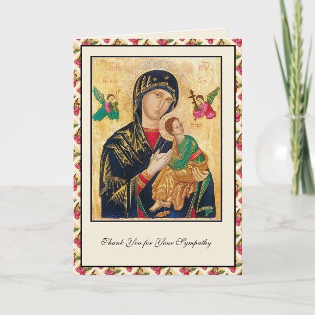 Mother of Perpetual Help Sympathy Condolence  Thank You Card (Front)