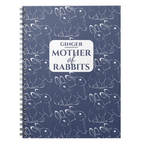 Mother of Rabbits Blue Bunny Art Drawing Text  Notebook