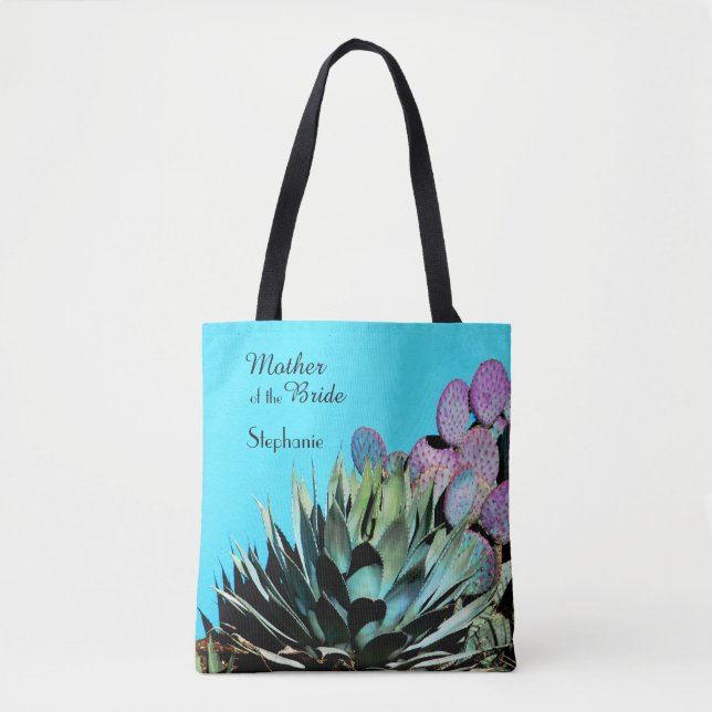 Mother of the Bride, Agave & Cactus, Name Tote Bag (Front)