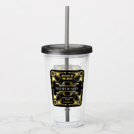 Mother of the Bride Art Deco Wedding Gold & Black Acrylic Tumbler