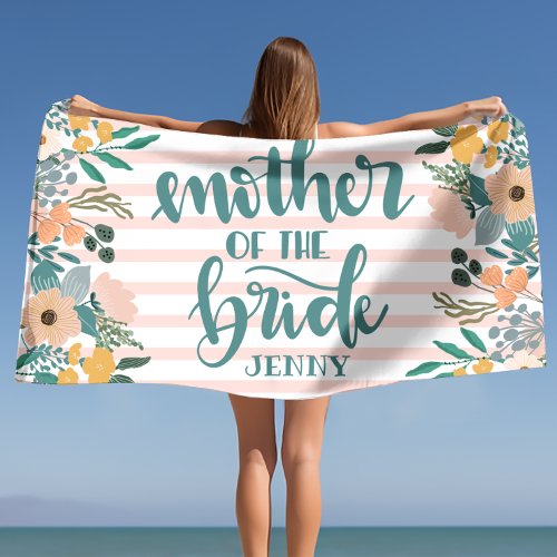 Mother of the Bride Bachelorette Personalized Beach Towel
