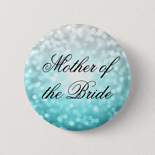 Mother Of The Bride Beach Ombre Glitter Lights Button (Front)