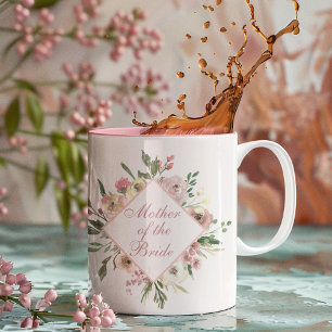 Mother of the Bride Beautiful Floral Pink Chic Two-Tone Coffee Mug