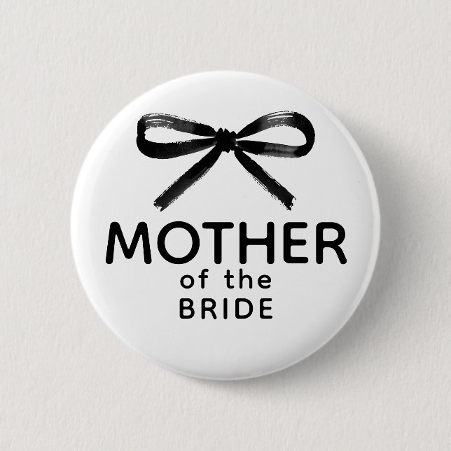 Mother of the Bride - Black Bow Whimsical Button (Front)