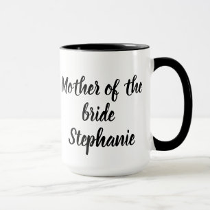 Mother of the Bride Black Elegant Script Weddings Mug