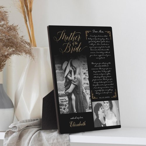  Mother of the Bride  Black Gold Message  Photo Plaque