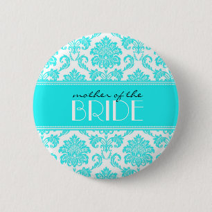 Mother Of The Bride Blue Damask Button
