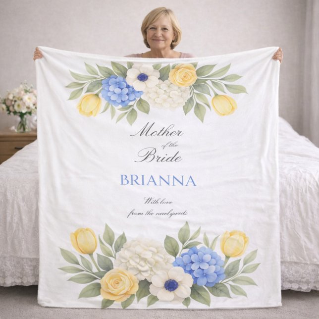 Mother of the Bride Blue Ivory  Wedding Gift   Fleece Blanket (Creator Uploaded)