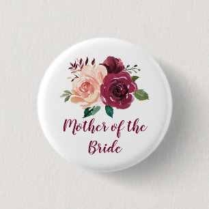 Mother of the Bride Blush Burgundy Floral Button