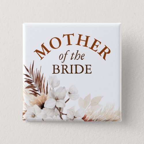 Mother of the Bride _ Boho Terracotta White Floral Button
