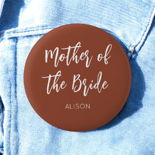 Mother of the Bride Brown White Wedding Button