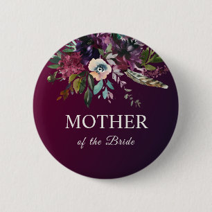 Mother Of The Bride Burgundy Floral Bouquet Button