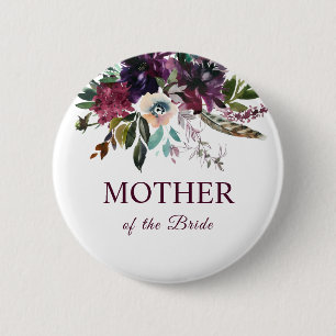 Mother Of The Bride Burgundy Floral Bouquet White Button