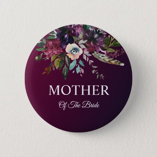 Mother Of The Bride Burgundy Floral Button