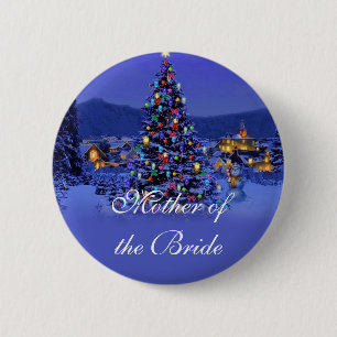 Mother of the bride, Christmas holiday wedding Pinback Button