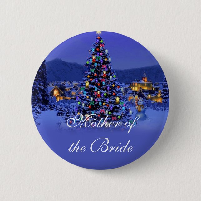 Mother of the bride, Christmas holiday wedding Pinback Button (Front)