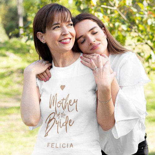 Mother of the bride copper glitter typography name T_Shirt