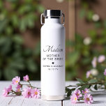 Mother of the Bride Custom Personalised Wedding Water Bottle<br><div class="desc">Mother of the Bride Custom Personalised Wedding Water Bottle features your Mother Of The Bride's name with the bridal couple's names and wedding date accented with a small love heart. Custom made for the Mother Of The Bride. Makes a fabulous gift or wedding favor. Designed by ©2025 Evco Studio www.zazzle.com/store/evcostudio...</div>