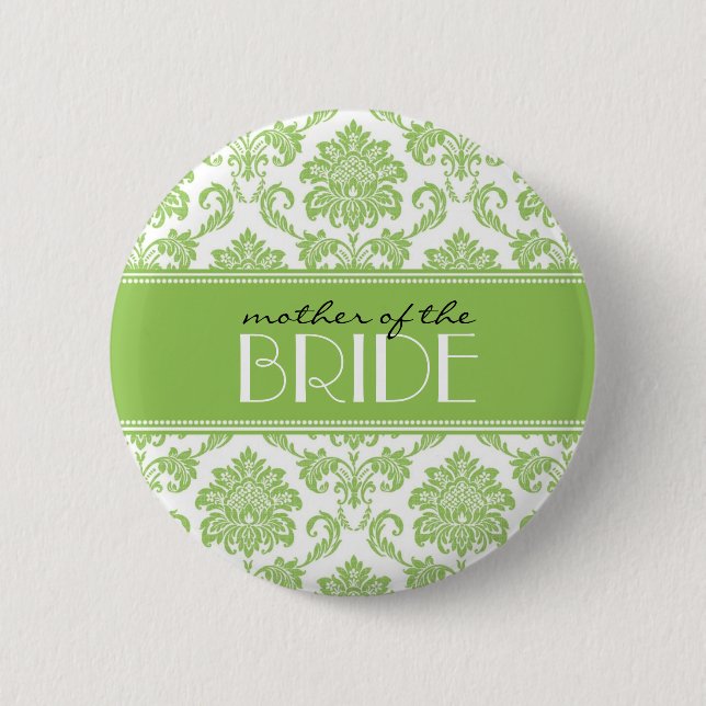 Mother Of The Bride Damask Button in Green (Front)