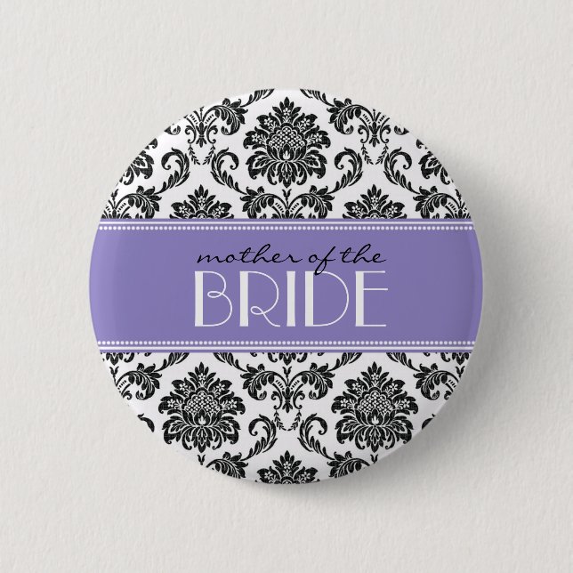 Mother Of The Bride Damask Button in Purple (Front)