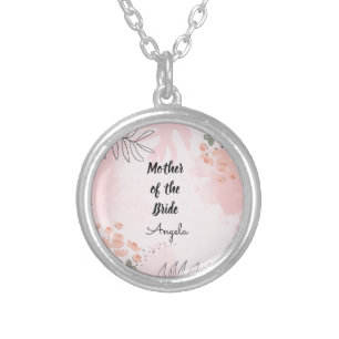 Mother of the Bride Editable text Silver Plated Necklace