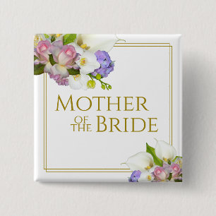 Mother of the Bride Elegant Pastel Spring Flowers Button