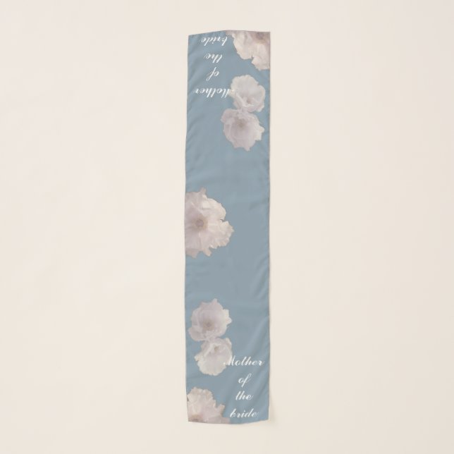 "Mother of the Bride" Elegant Peony&Blue Scarf (Front)