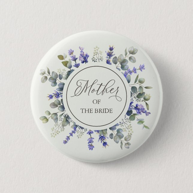Mother Of The Bride Eucalyptus & Delicate Lavender Button (Front)