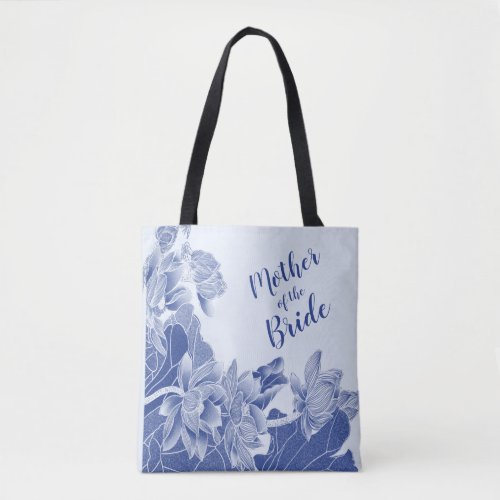 Mother of the Bride Exotic Blue Lotus Floral  Tote Bag