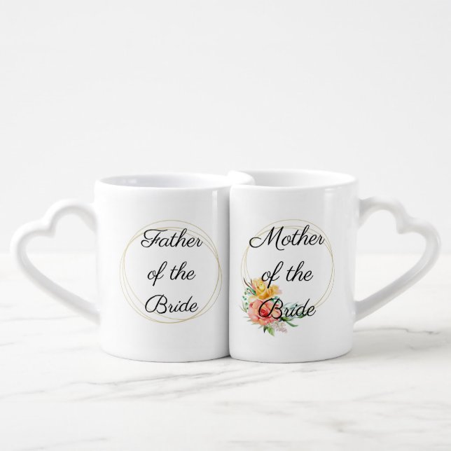 Mother of the Bride Father Matching Lover's Coffee Mug Set (Front Nesting)