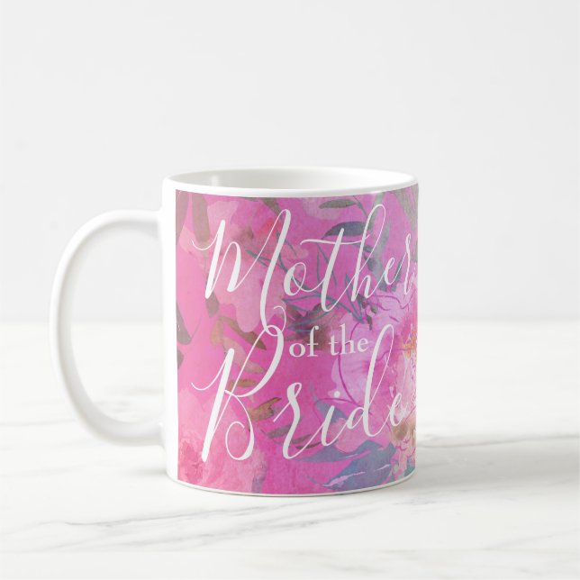 Mother of the Bride Floral Pink Modern Coffee Mug (Left)