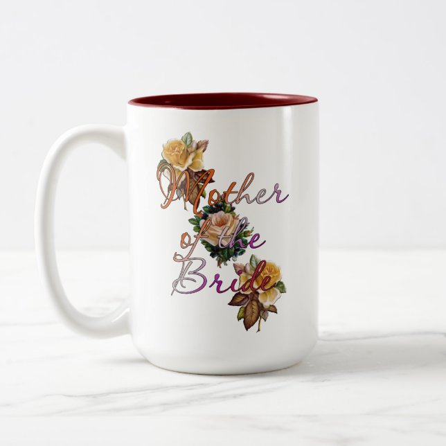Mother Of The Bride Floral Two-Tone Coffee Mug (Left)