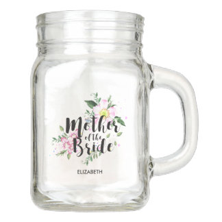 Mother of the Bride Floral Watercolor Wedding Mason Jar