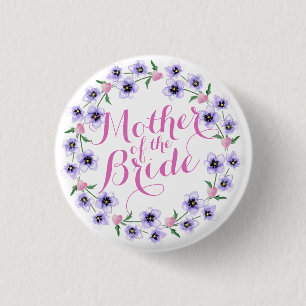 Mother of the Bride Floral Wedding Button