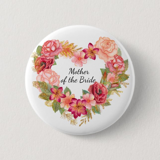 Mother of the Bride Floral Wreath Button (Front)