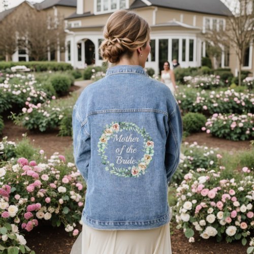 mother of the bride floral wreath wedding denim jacket