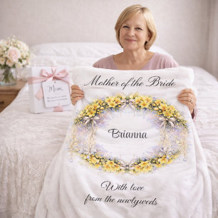 Mother of the Bride Freesia Wreath Wedding Gift Fleece Blanket