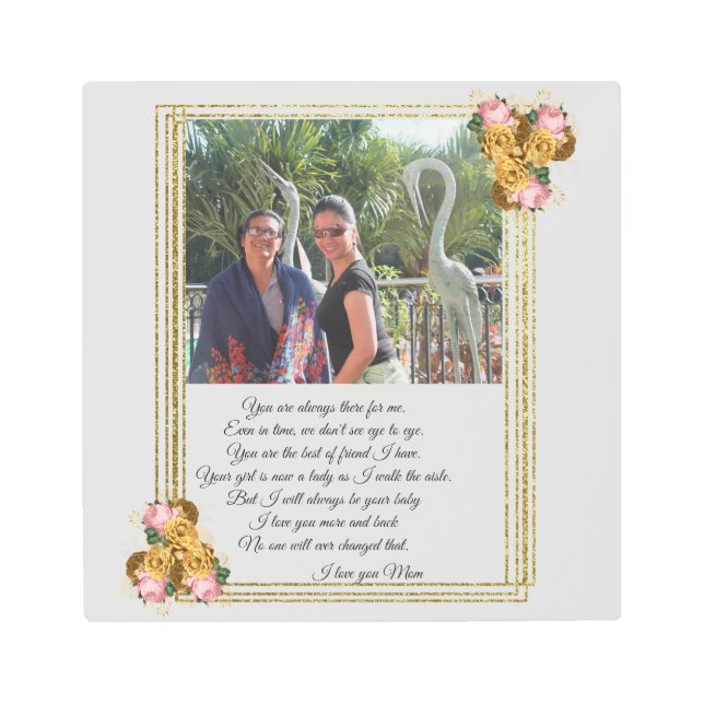 Mother-of-the Bride Gift Photo Floral Wedding Metal Print (Front)