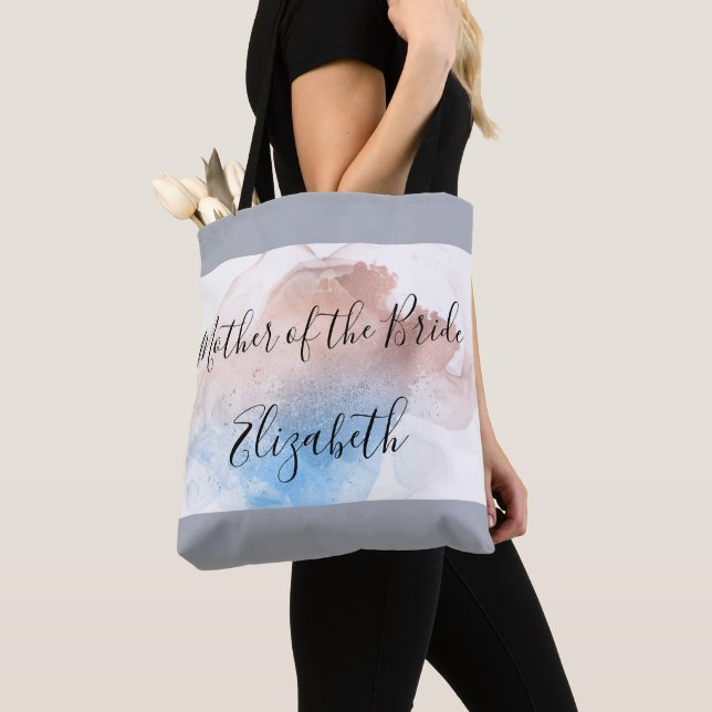 Mother of the Bride Gift Pink Blue Gray Elegant Tote Bag (Close Up)