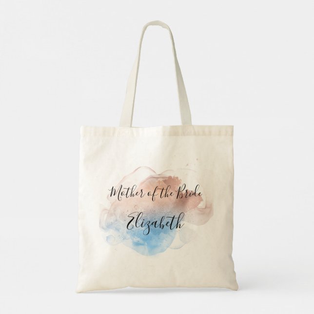 Mother of the Bride Gift Pink Blue Gray Elegant Tote Bag (Back)