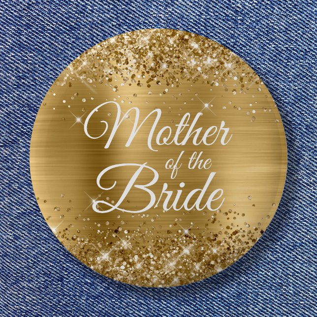 Mother of the Bride Glittery Gold Foil Button (Mother of the Bride Glittery Gold Foil Button)