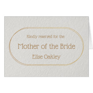 Mother of the Bride Gold and White Place Name Cards