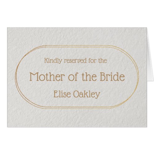 Mother of the Bride Gold and White Place Name Cards