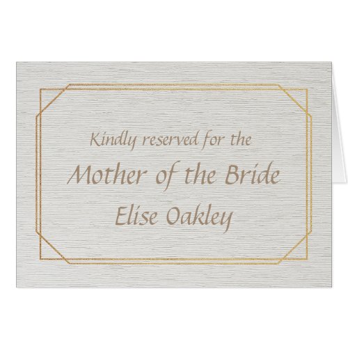 Mother of the Bride Gold and White Place Name Cards