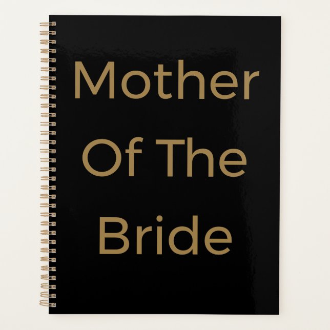 Mother Of The Bride Gold Black Wedding Gift Favor Planner (Front)