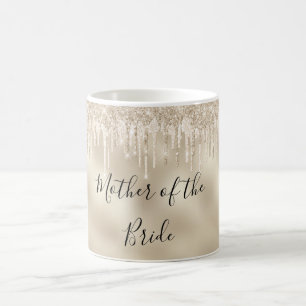 mother of the bride gold dripping glitters wedding coffee mug