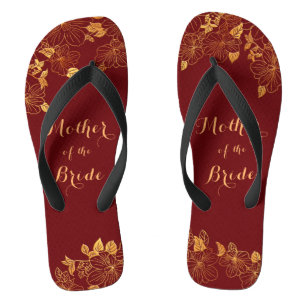 Mother of the Bride Gold Foliage Burgundy  Flip Flops