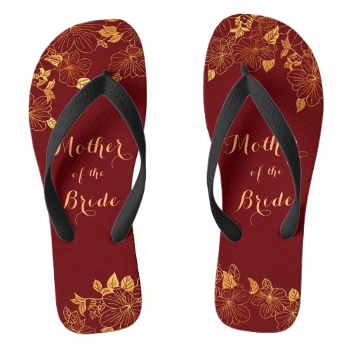 Mother of the Bride Gold Foliage Burgundy  Flip Flops