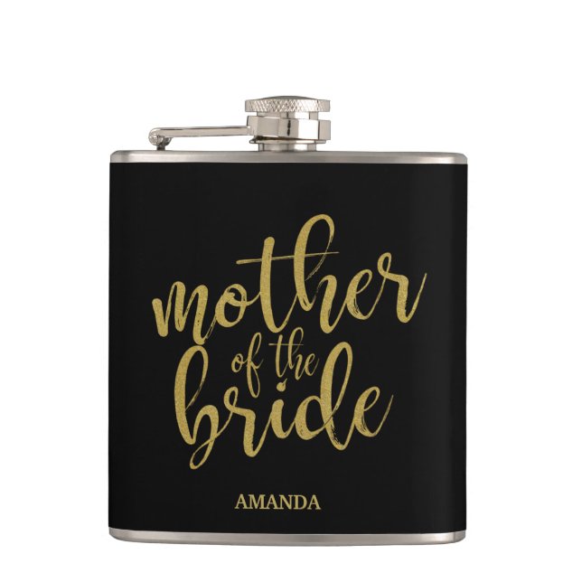Mother of the Bride Gold Glitter Bridal Shower Flask (Front)